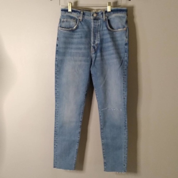 𝅺we the Free Denim Jeans Raw Frayed Hem Distressed Sewn Size 29 - Picture 1 of 12